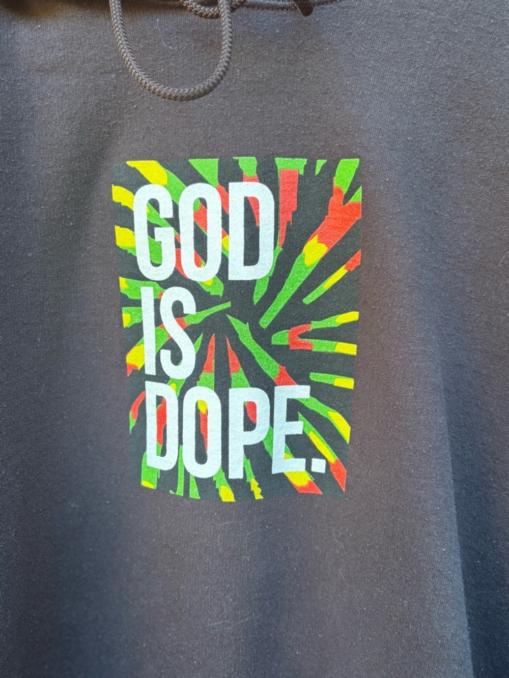 God Is Dope Rastafari Hoodie Mens Size 2XL Black